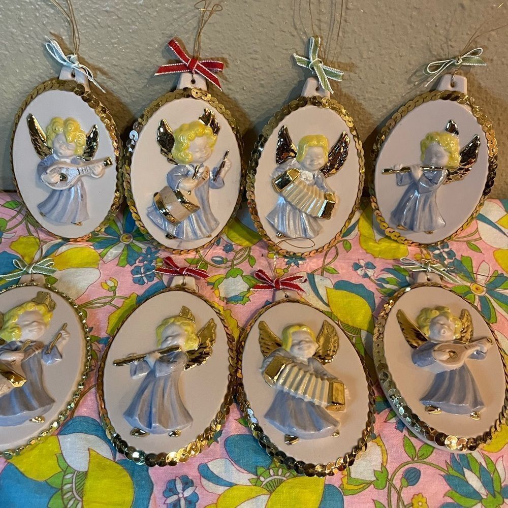 Angel Musical Ornaments Vintage Blush Pink